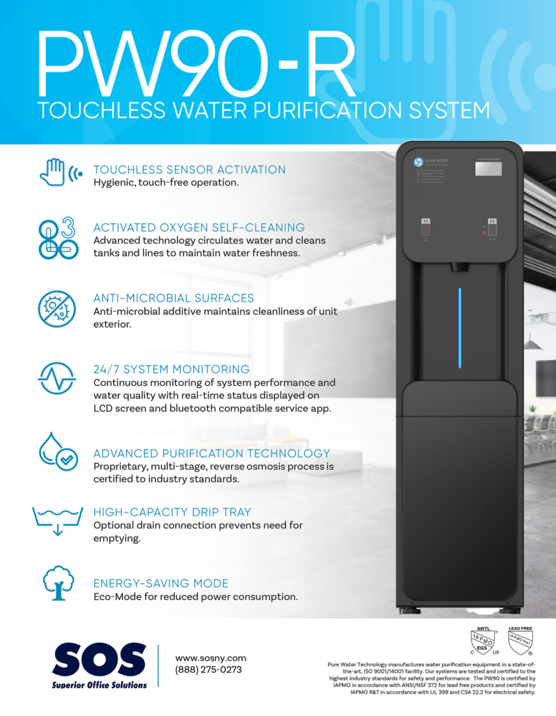 PW90-R Touchless Water Purification System specifications sheet
